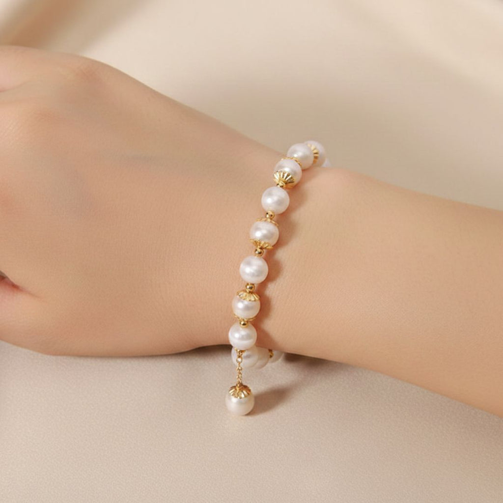 Pulseira Contas de Quartzo Quartzo Morango & Opala Branca Rose Aura Duo