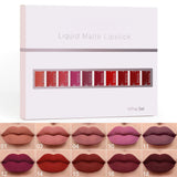 10 unidades de brilho labial mate, à prova de água e de longa duração