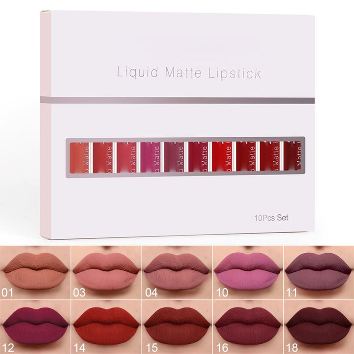 Kit 10 Batons Líquidos Matte À Prova D’água – Longa Duração e Hidratantes