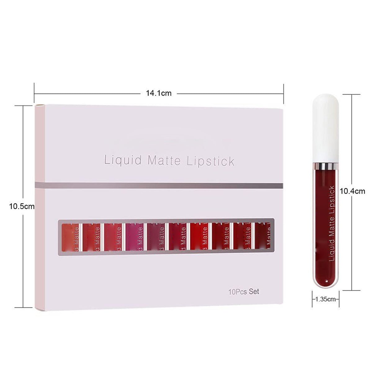 10 unidades de brilho labial mate, à prova de água e de longa duração